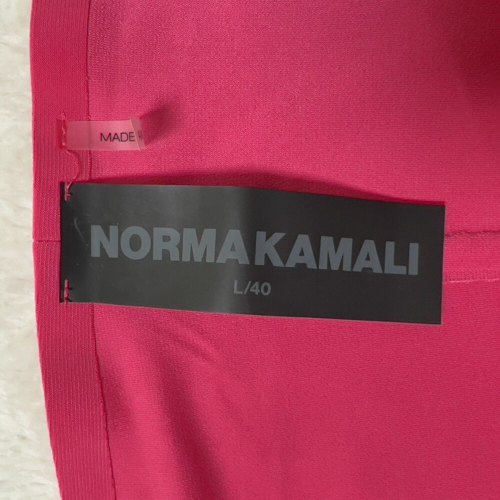 Norma Kamali Halter Turtleneck Side Slit Gown Maxi Dress Sz L Rose Pink Stretch - Picture 9 of 14